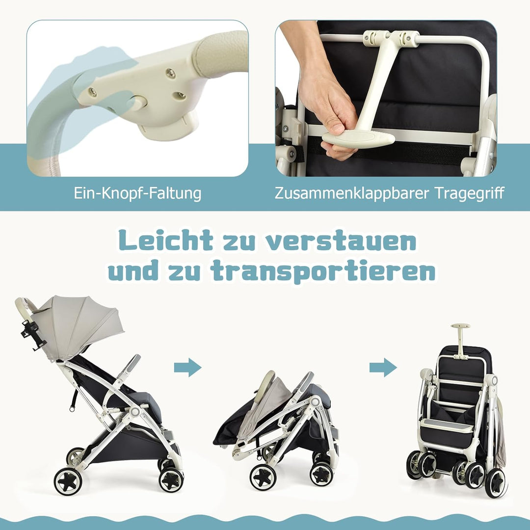DREAMADE Klappbarer Kinderwagen, Buggy mit stufenlos verstellbarer Rückenlehne, Stroller mit Moskito