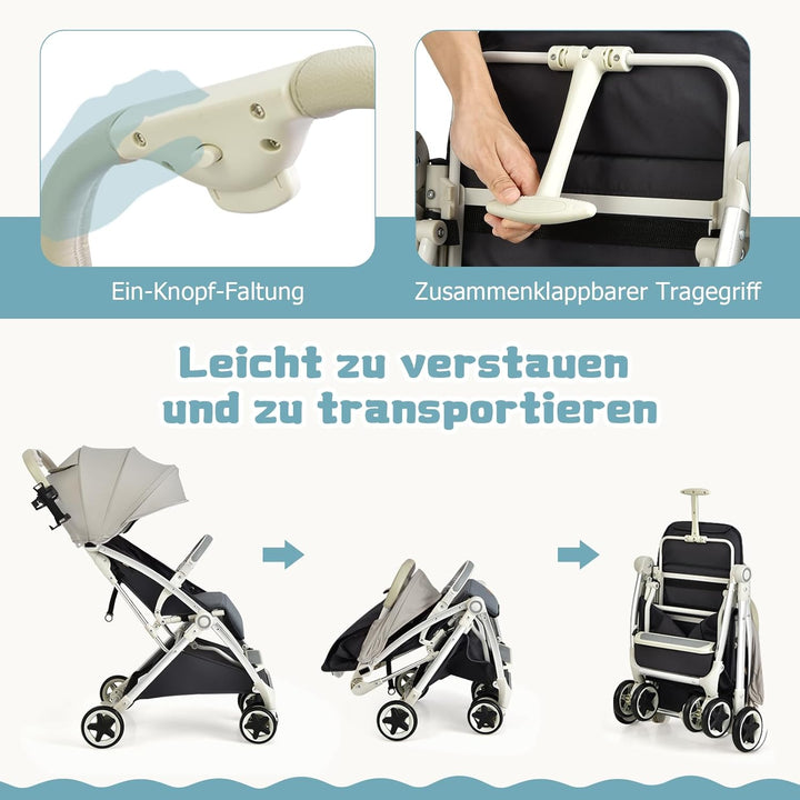 DREAMADE Klappbarer Kinderwagen, Buggy mit stufenlos verstellbarer Rückenlehne, Stroller mit Moskito
