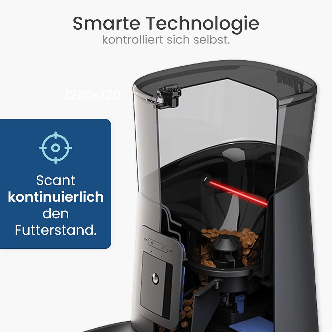 Gologi Futter-Automat Katze mit Kamera Full HD, Mikro und Lautsprecher, Katzenfutter-Automat Trocken