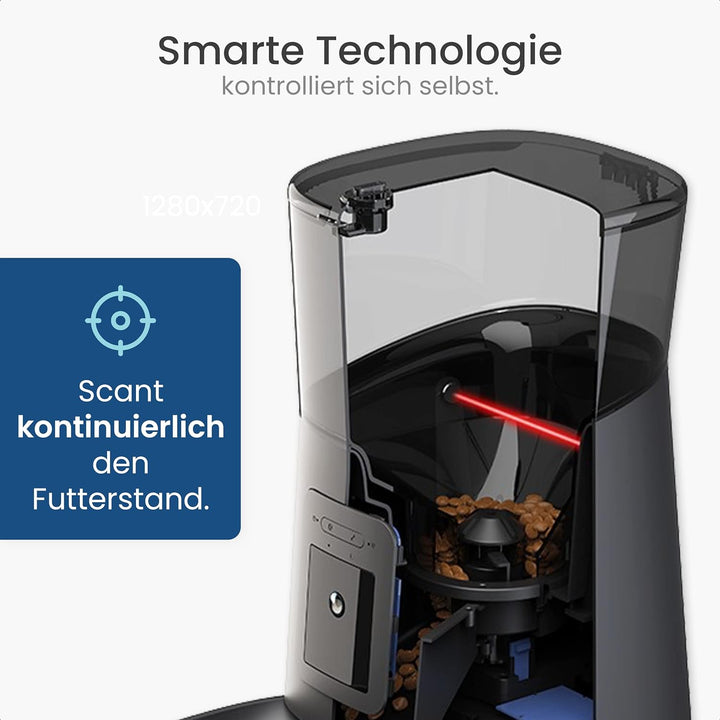 Gologi Futter-Automat Katze mit Kamera Full HD, Mikro und Lautsprecher, Katzenfutter-Automat Trocken