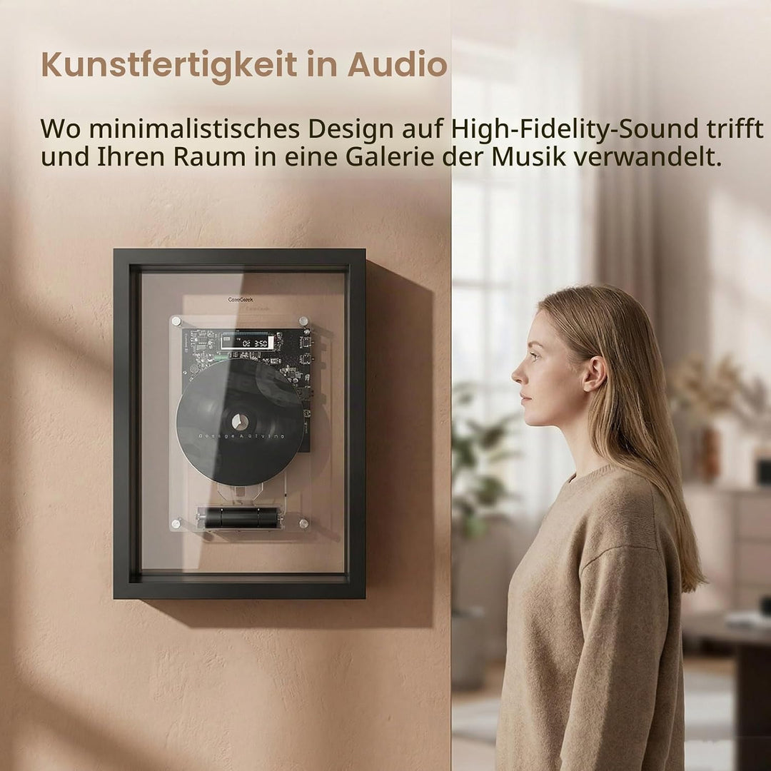 Musikrahmen-CD-Player, Wandmontage, Musik-Dekorativer Bilderrahmen, mit Fernbedienung/5.0 Bluetooth/