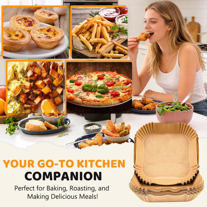 120 Stück Airfryer Backpapier für Russell Hobbs Heissluftfritteuse 4L, 18x18cm Heissluftfritteuse Ba