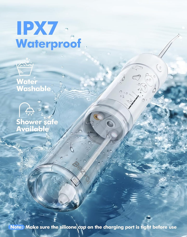 Reise Munddusche Kabellos Zahnreinigung: Oral Irrigator mit 5 Modi, 180ML Wassertank IPX7 Wasserdich