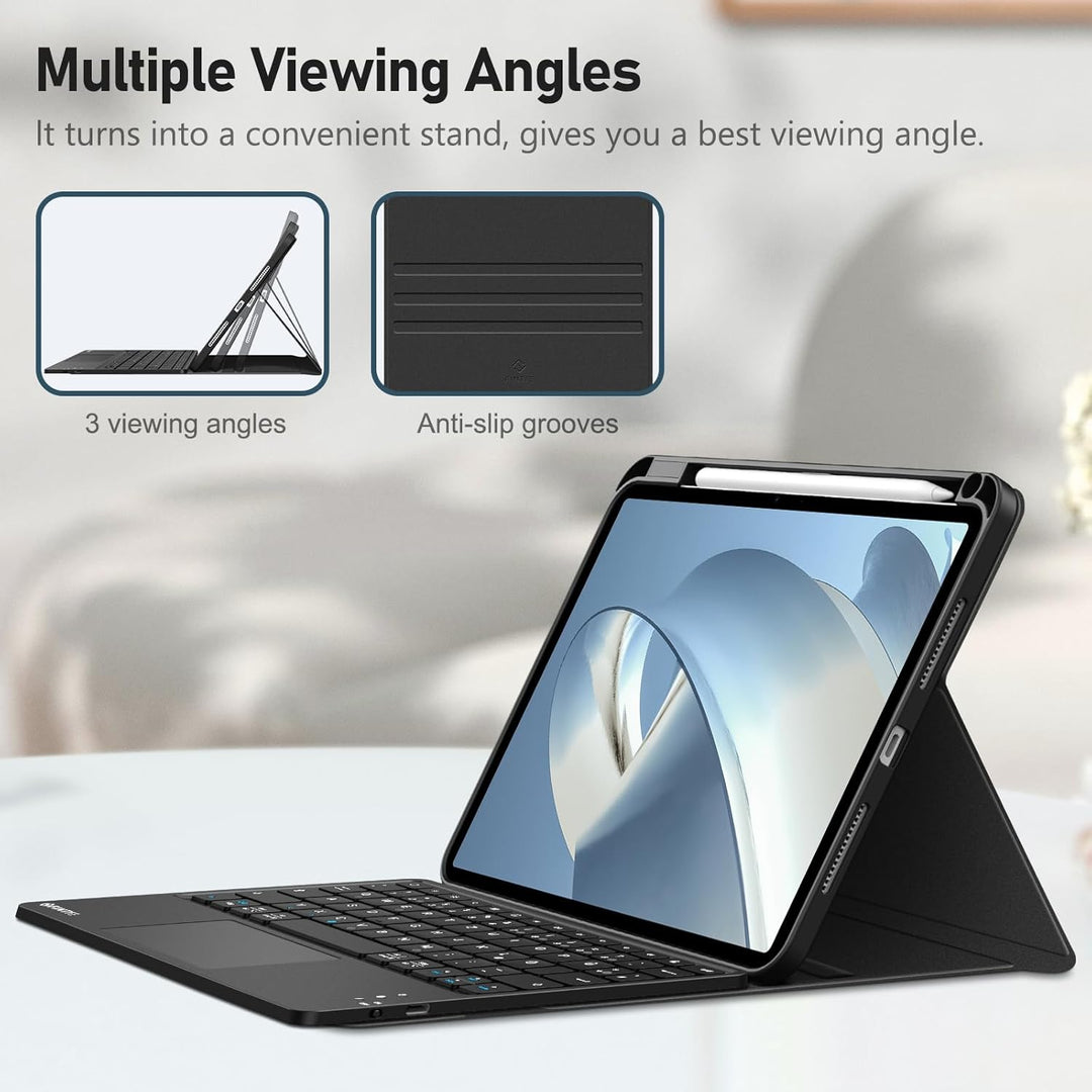 FINTIE Tastatur Hülle für iPad Pro 11 Zoll 2025/2024 (M5/M4), Soft TPU Rückseite Schutzhülle mit Sti