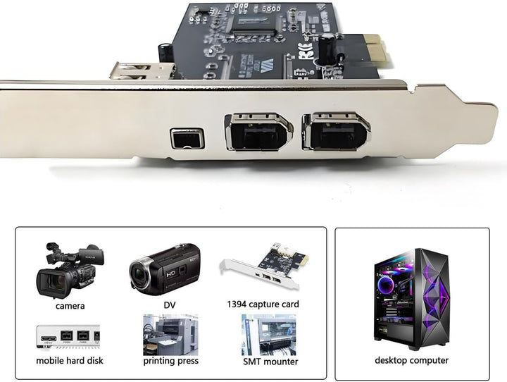 CY Karte PCI-E 1X 4X 16X auf Firewire 400 Capture Card IEEE 1394a PCI Express 4 Ports Karte 6Pin und