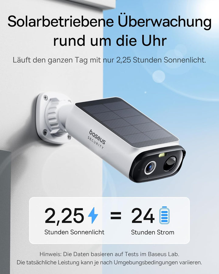 Baseus Security S1 Lite Überwachungskamera Aussen Solar Akku WLAN, IP67 Wetterfest, Kamera Überwachu