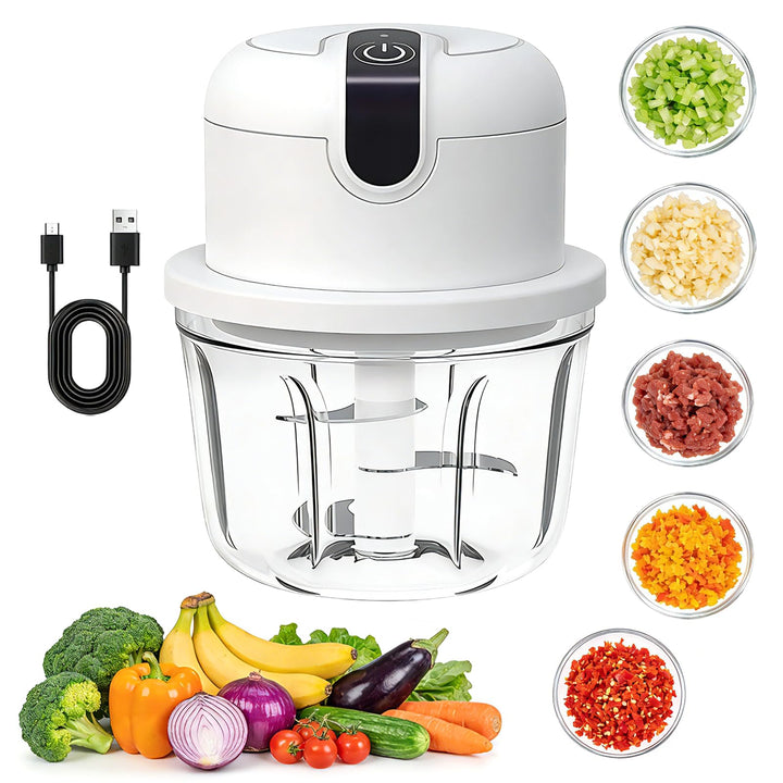 Elektrischer Küchenzerkleinerer, Zwiebelzerkleinerer elektrisch 350 ml, Mini Zwiebel Zerkleinerer El