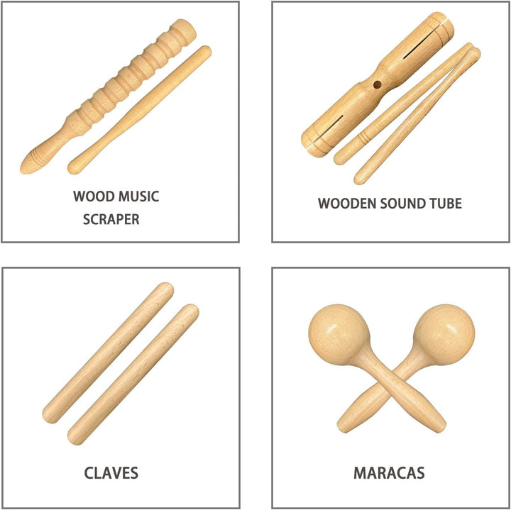 Holz Musikinstrumente Set für Kinder, Kleinkinder und Baby, Ulifeme 17 Stück Instrumente Kinderspiel