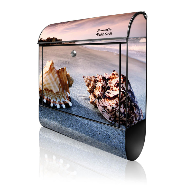 banjado® Design Briefkasten personalisiert mit Motiv Muscheln 39x47x14cm & 2 Schlüssel - Briefkasten