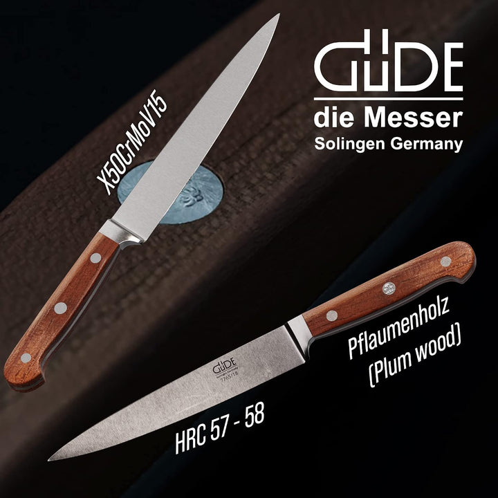 Güde Solingen Tradition - Filiermesser geschmiedet, 18 cm, Pflaumenholz, F.GÜDE, Handmade Germany