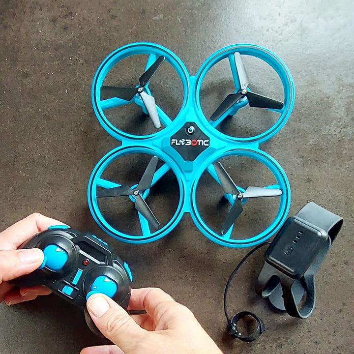 FLYBOTIC - Blinkende Drohne Fernbedienung Leuchtende LED - Doppelfernbedienung-360 ° Blinken - Reich