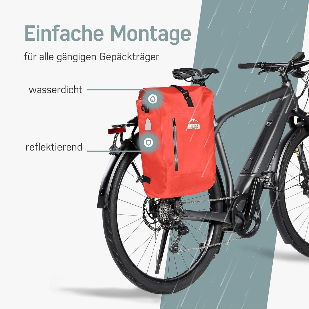 Borgen 3in1 Fahrradtasche für Gepäckträger wasserdicht - Verstärkte Träger (Neuerung 2023) - Verwend