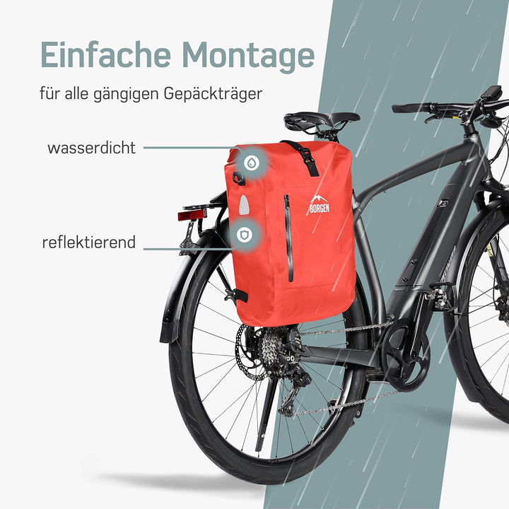 Borgen 3in1 Fahrradtasche für Gepäckträger wasserdicht - Verstärkte Träger (Neuerung 2023) - Verwend