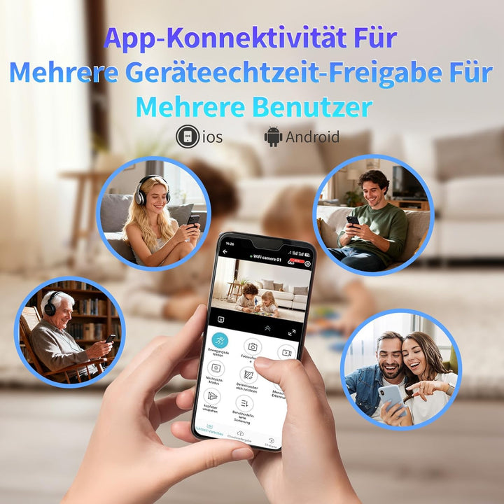 Mini Kamera Überwachung Innen, Überwachungskamera Langer Akkulaufzeit, Kostenloser Cloud-Speicher, H