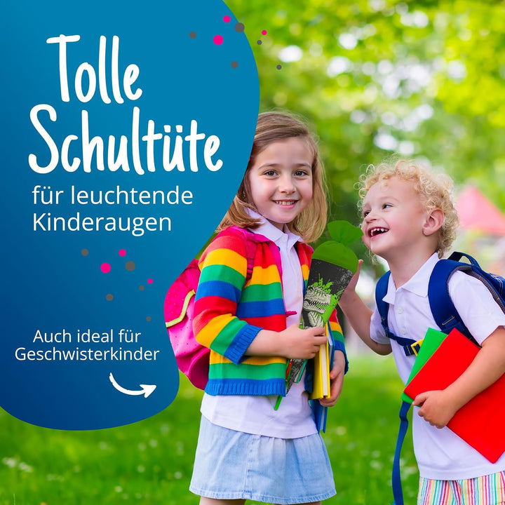 itenga Geschwister Schultüte Zuckertüte T-Rex mit Filzverschluss Schule Einschulung Schulanfang 35 c