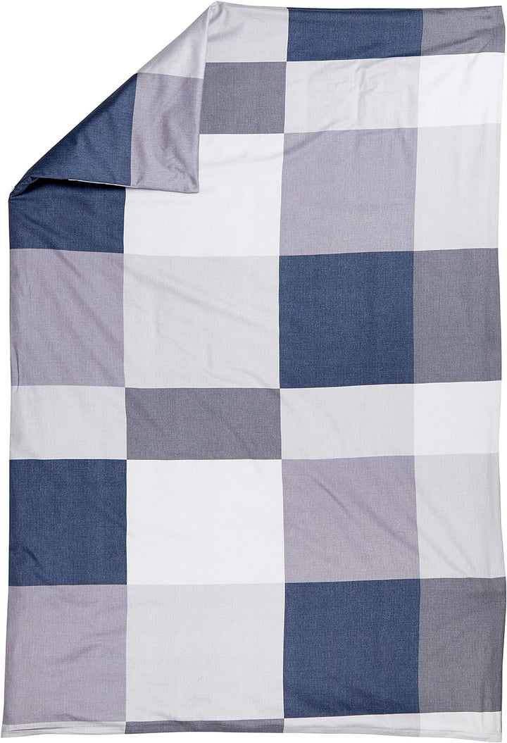 Bierbaum Bettwäsche 6520, Mako-Satin, Made in Germany, silber 13, 135x200 + 80x80 cm 135x200 Kariert