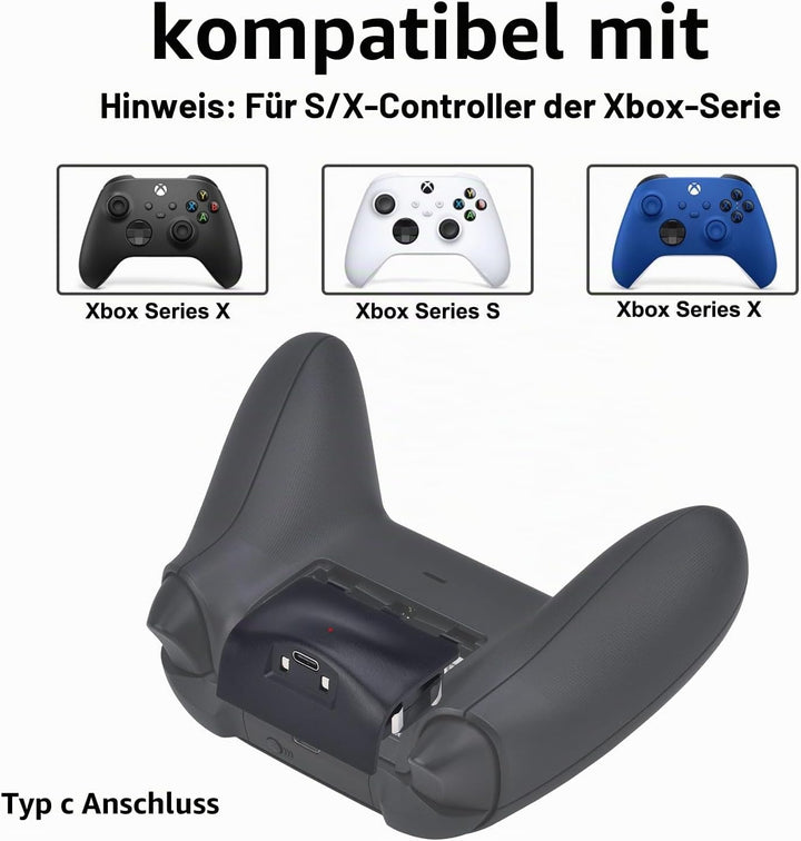 Uwayor Xbox Akku 1400mAh 2 Pack Xbox Controller Akku Wiederaufladbarer für Xbox Series X&amp;S mit USB-C