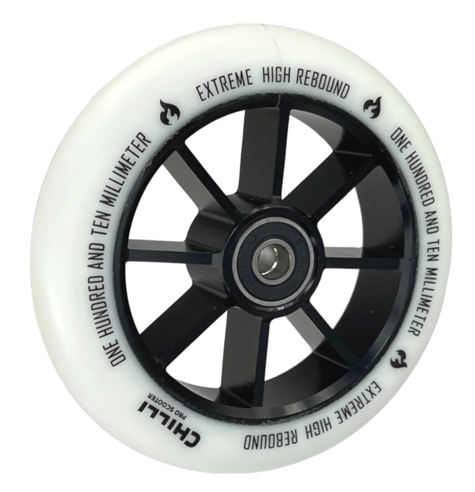 Chilli Pro Stunt-Scooter Spoked Base Rolle 110mm Schwarz/PU Weiss 110mm Base Weiss, 110mm Base Weiss