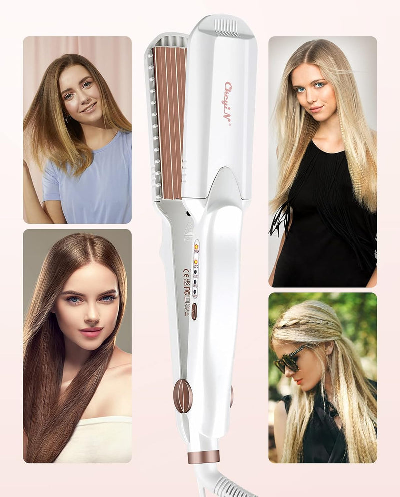 CkeyiN Kreppeisen für Haare,3 in 1 Haarglätter Glätteisen Keramik,Multistyler Glätteisen Set Wellene