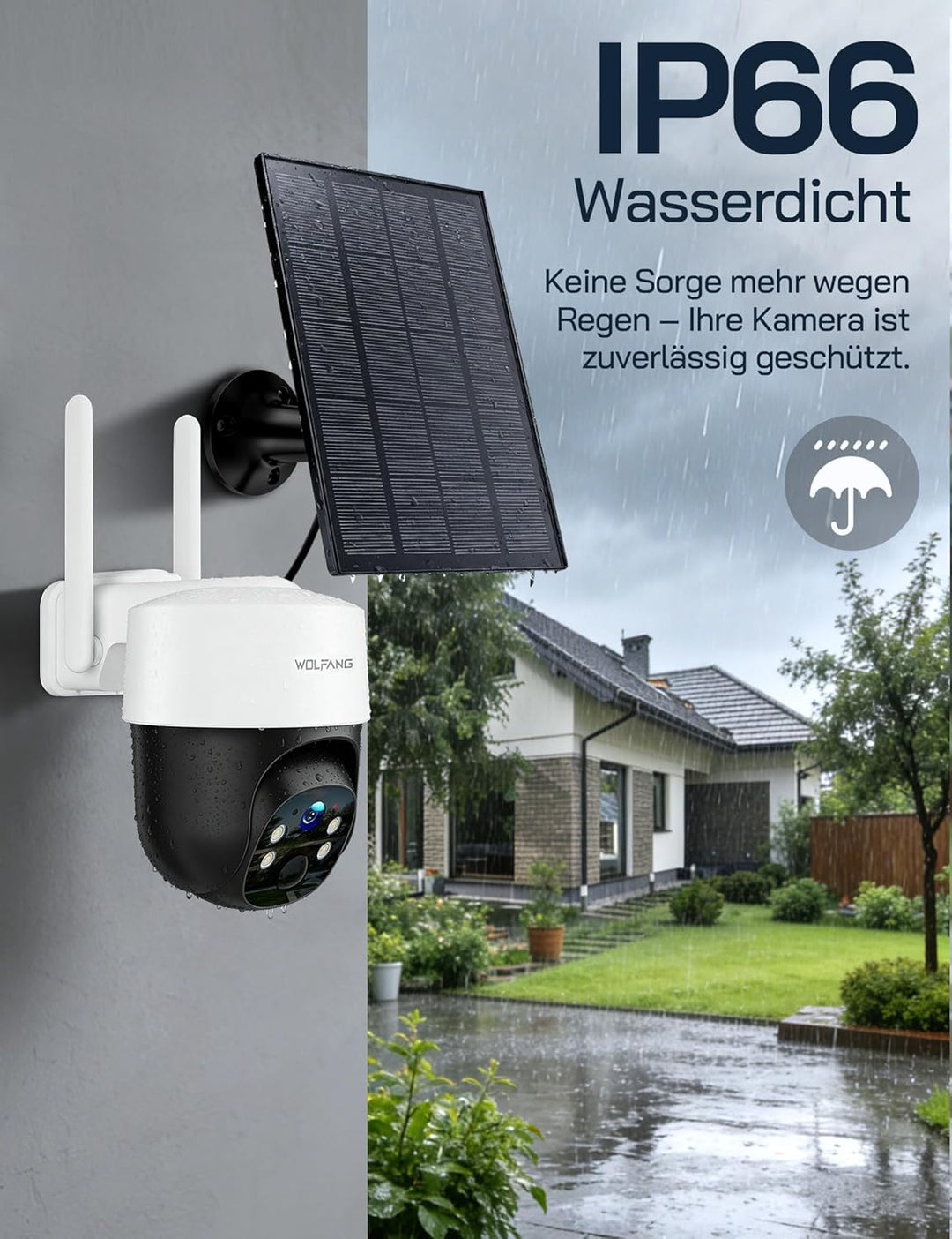 WOLFANG 4G LTE Wildkamera Solar, 2.5K Wildkamera mit Handyübertragung App, 0,2s PIR Auslösezeit, Bew