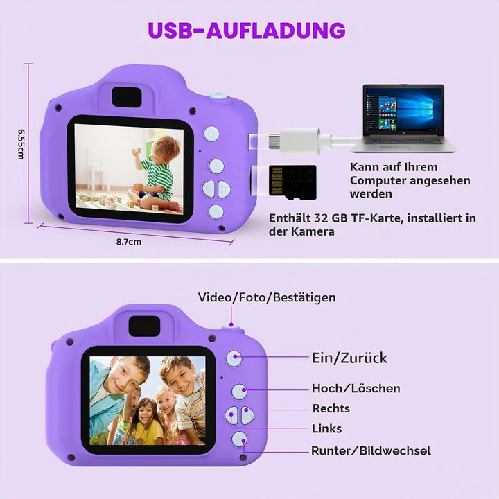 ASTGMI Digitalkamera für Kinder, 2,0 Zoll, Mini-Kamera, wiederaufladbar, für Kinder, Spielzeug, Mädc