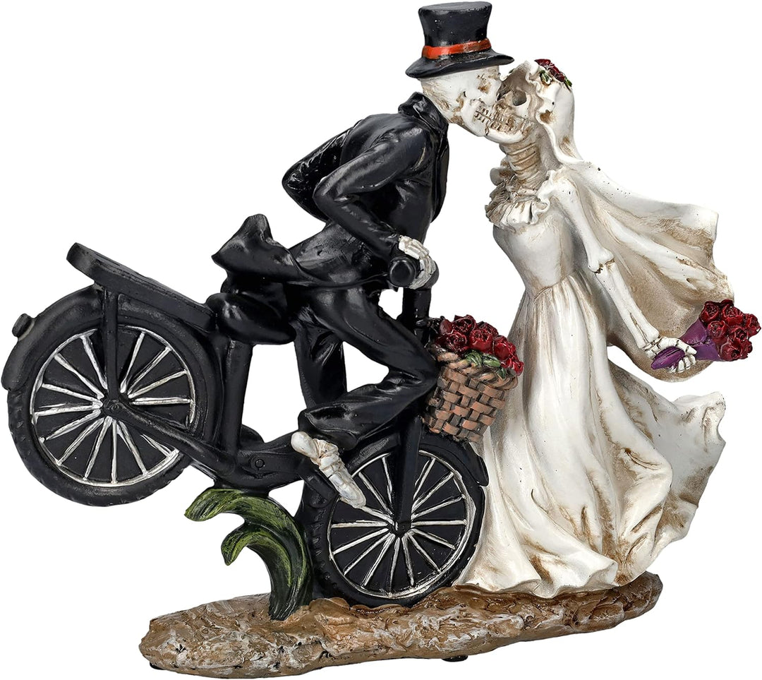 Pacific Giftware Skelett Figuren Brautpaar küssend auf Fahrrad | Lustiges Hochzeitspaar Hochzeit Dek