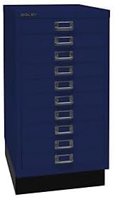 BISLEY MultiDrawer, 29er Serie mit Sockel, DIN A3, 10 Schubladen, Metall, 639 Oxfordblau, 43.2 x 34.