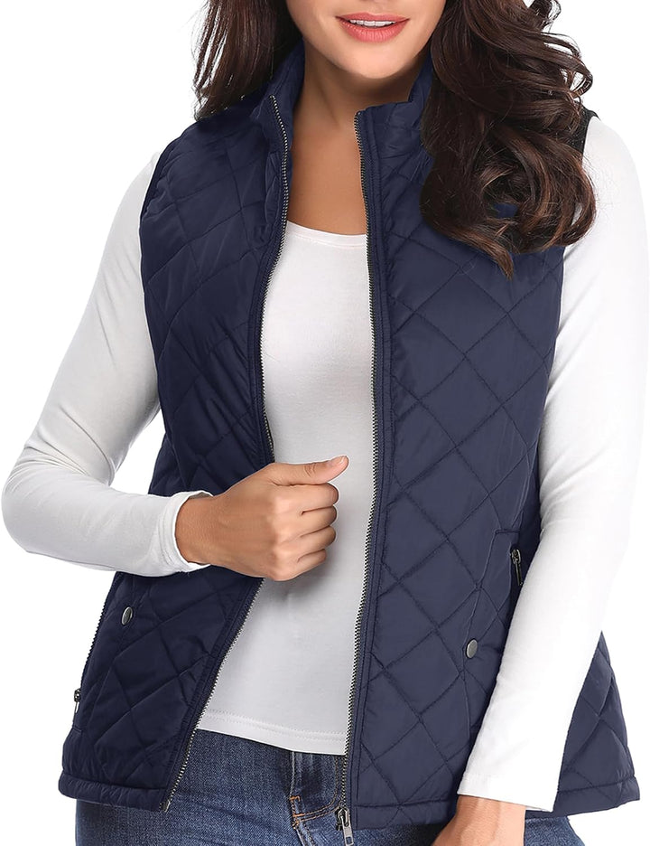 MISS MOLY Damen Weste mit Stehkragen Weste Jacke Winter Warm Ultraleicht, Navy Blau 38-40
