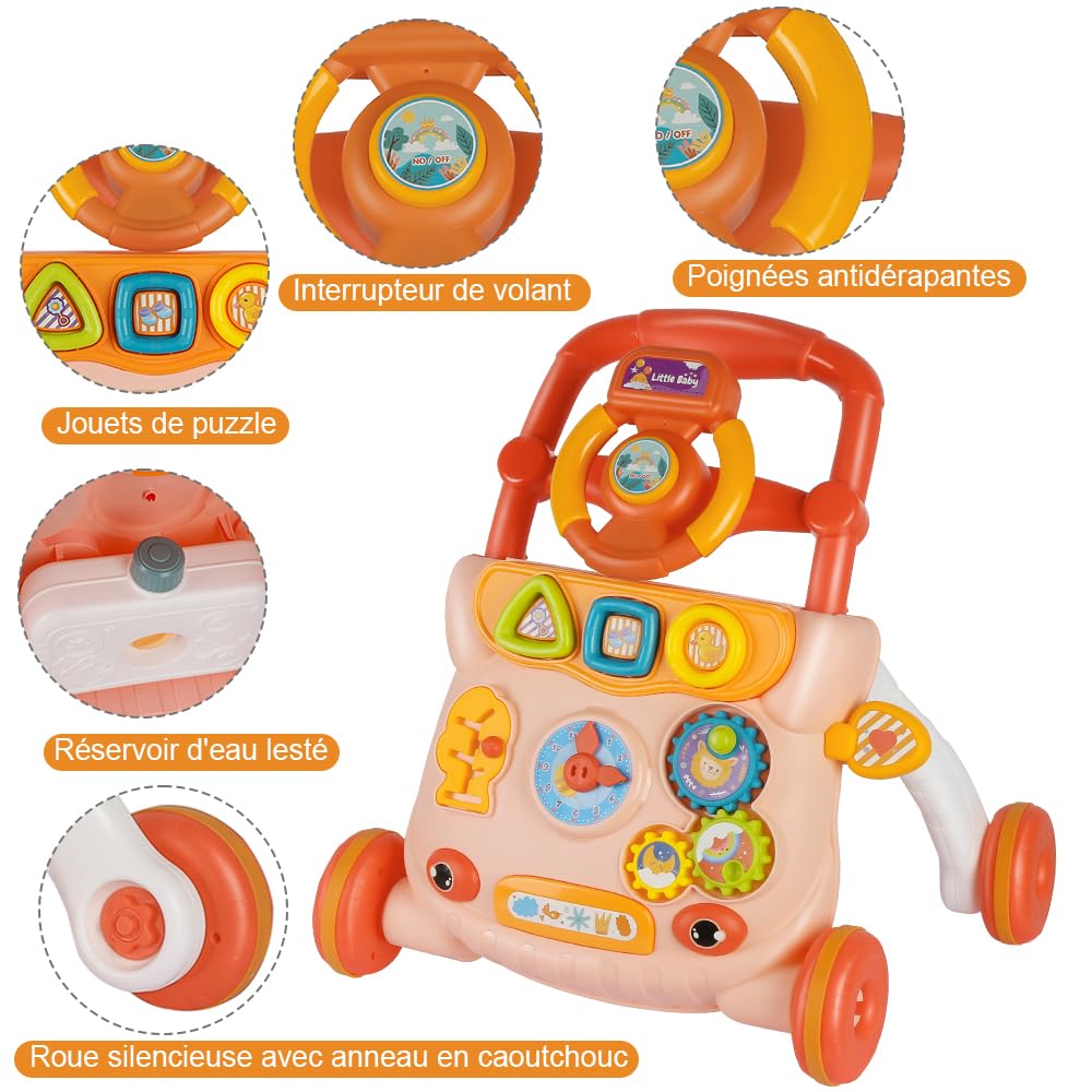Lauflernhilfe für Babys, Laufwagen, Lauflernhilfe für Babys mit Musik-Player, stossdämpfendes Rad, G