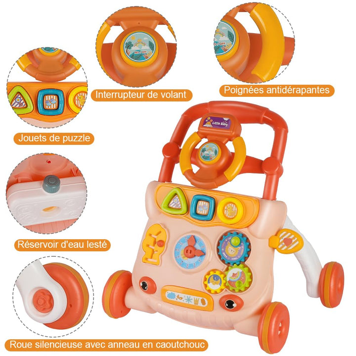 Lauflernhilfe für Babys, Laufwagen, Lauflernhilfe für Babys mit Musik-Player, stossdämpfendes Rad, G