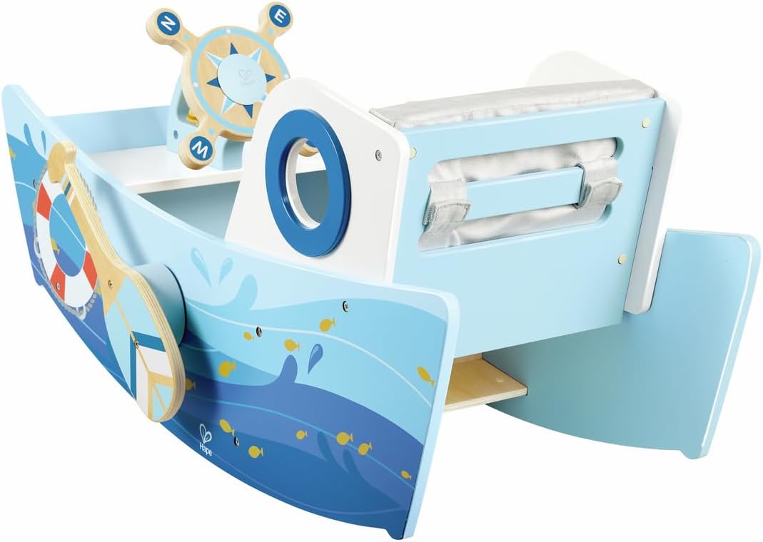 Hape Schaukelboot, fördert Balance und Motorik, mit funktionalen Ruderpaddeln und gepolstertem Sitz,