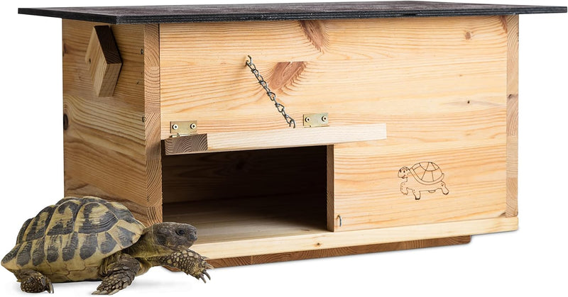 Woid Herz Premium Schildkrötenhaus (SH2) Lasiert aus 20mm starken Vollholz - Wetterfest mit Boden un