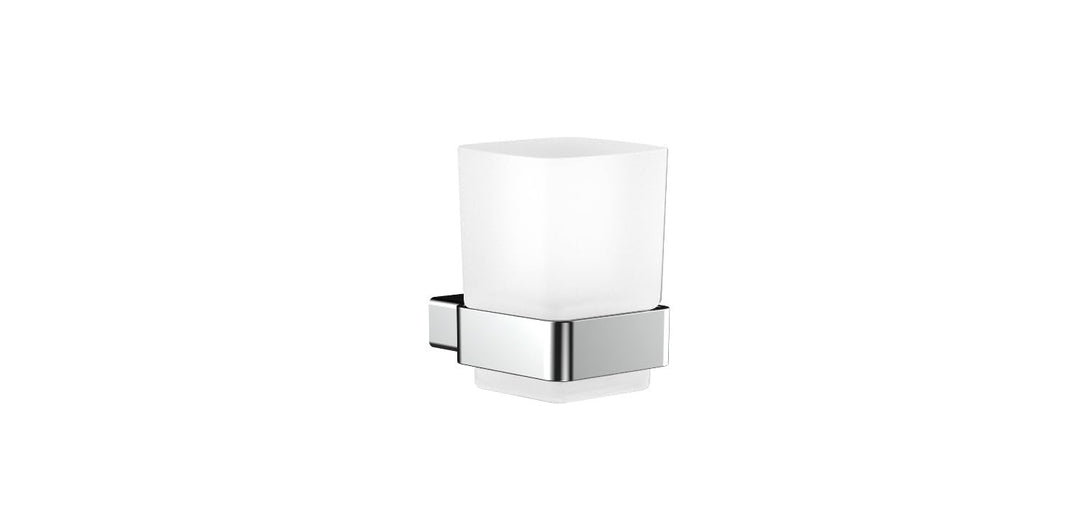 emco LOFT Glashalter mit Glas zur Wandmontage, eleganter und kompakter Zahnbürstenhalter aus Alumini