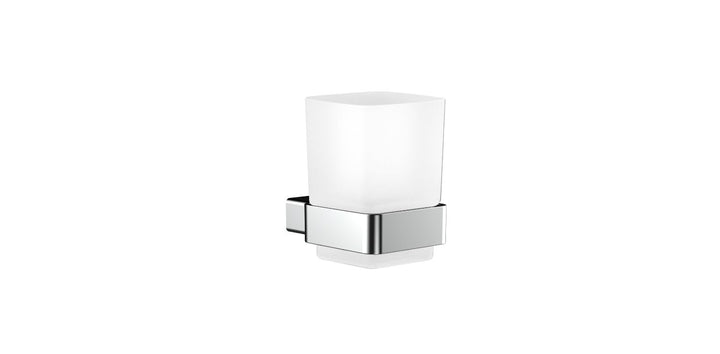 emco LOFT Glashalter mit Glas zur Wandmontage, eleganter und kompakter Zahnbürstenhalter aus Alumini