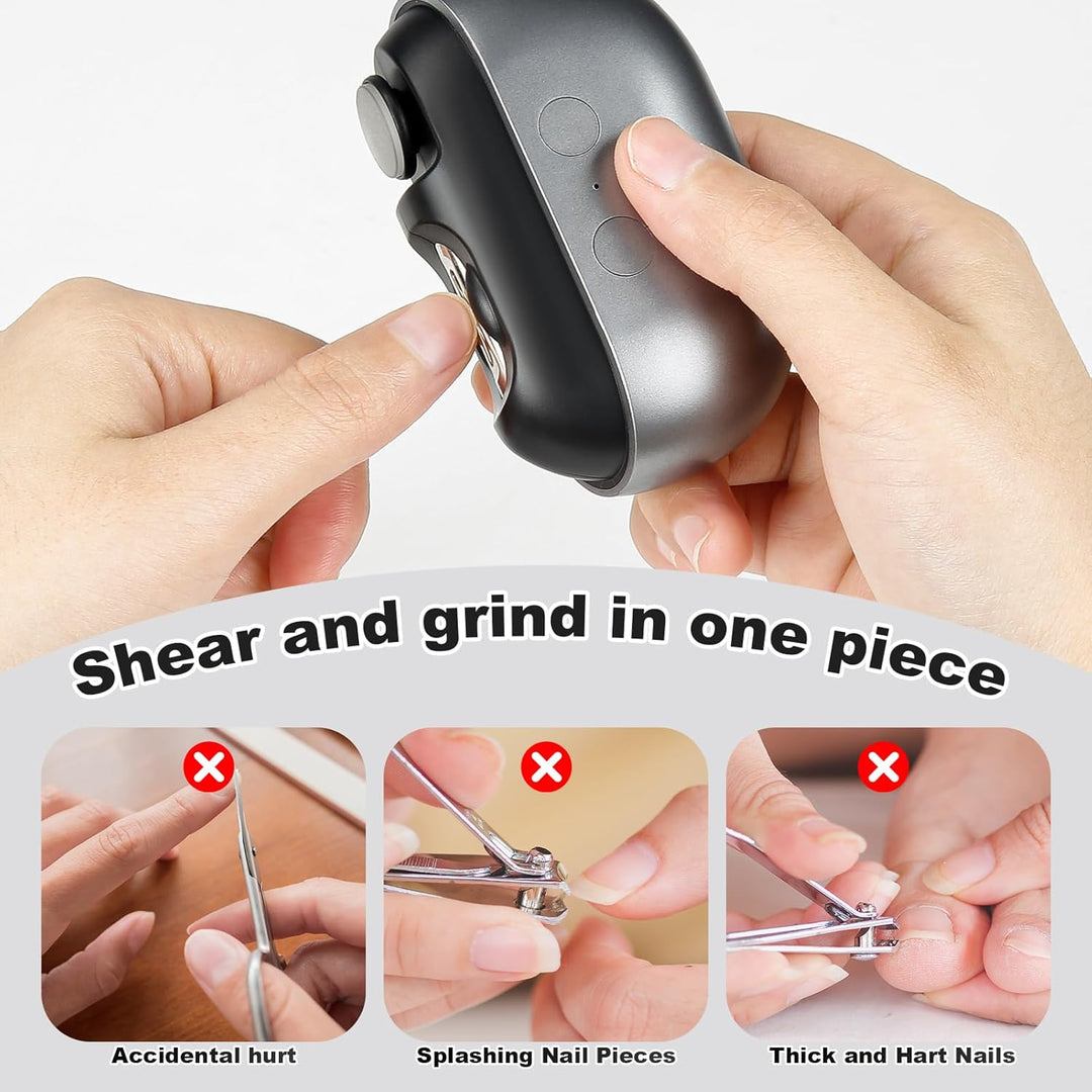 3-in-1 Elektrischer Nagelknipser with LED, Multi-functional Electric Nagelfeile Polieren, Wiederaufl