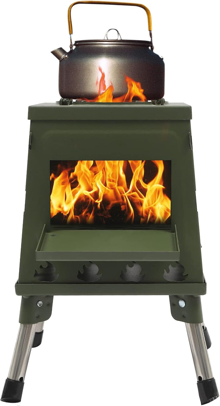 Zeltkocher, Raketenofen Outdoor| Grün | Tragbarer Holzofen für Camping, Outdoor, Zeltheizung, Campin