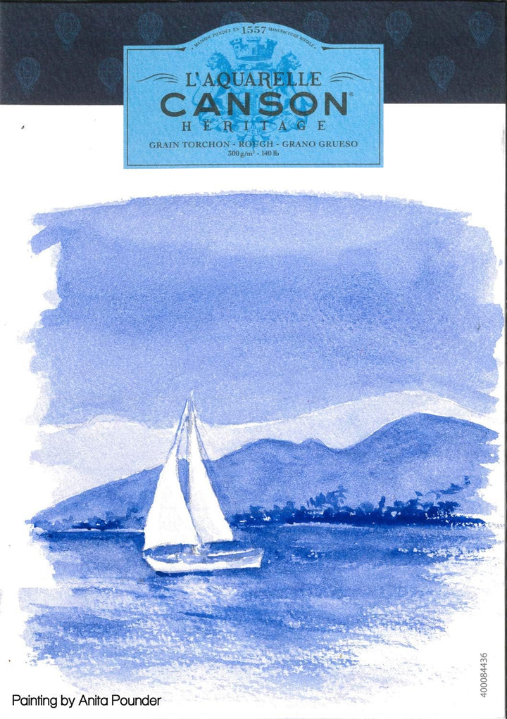 L'Aquarelle Canson Héritage Geschirrtuchblock, 23 x 31 cm, 20 Blatt, 300 g, 4-seitig, geklebt, Weiss