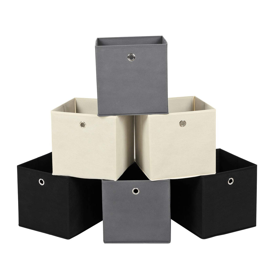 SONGMICS Aufbewahrungsbox, 6er Set, faltbare Stoffbox, Faltbox aus Vliesstoff, Würfel, Aufbewahrungs