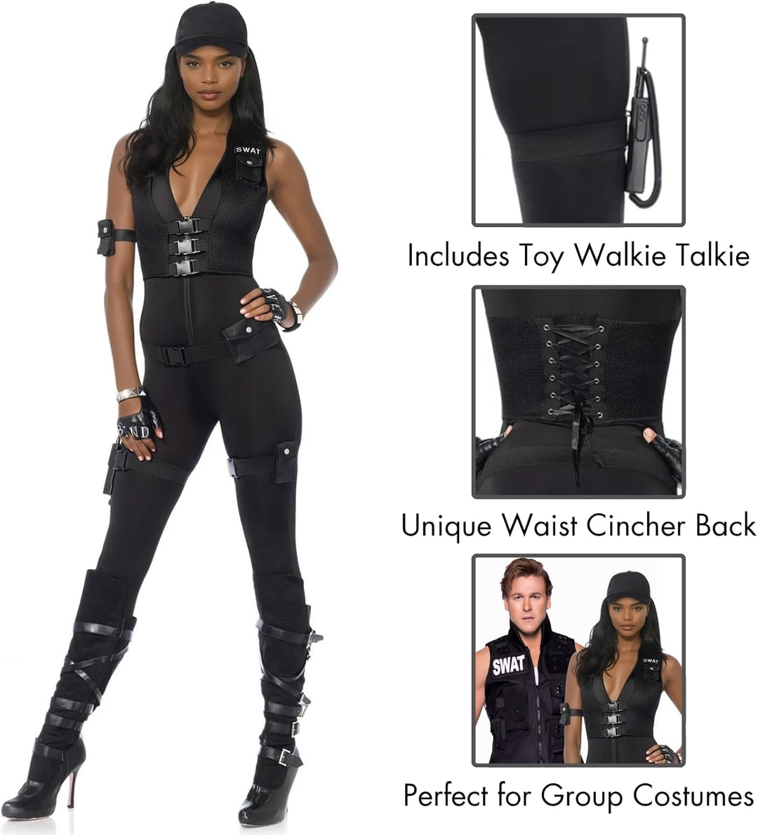 LEG AVENUE Damen Deluxe Swat Commander Kost me, Schwarz, Large EUR 40 Large (EUR 40), Large (EUR 40)