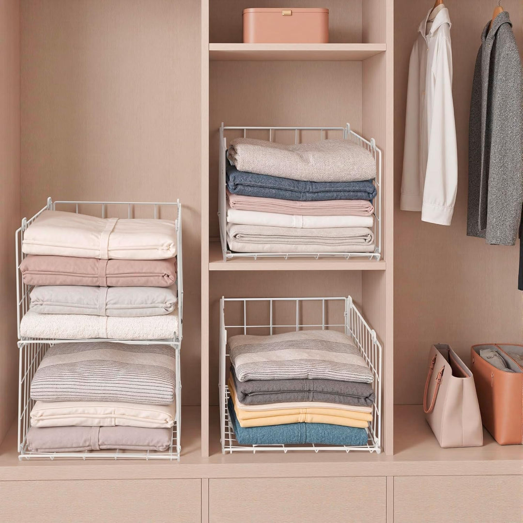 Kleiderschrank Aufbewahrung Organizer, Kleiderschubladen Organizer, Stapelbarer Metalldrahtkorb für