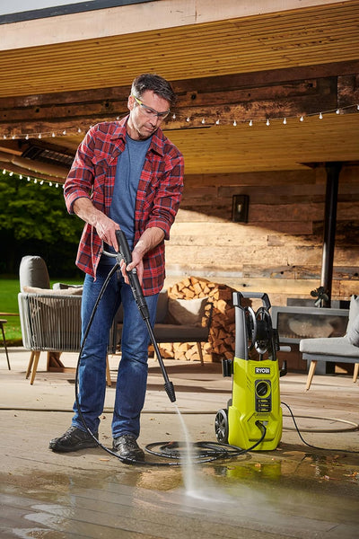 RYOBI RY110PWA-P Hochdruckreiniger - 130 bar 1800 W + 1 Mehrflächenbürste, 1 rotierende Bürste, 2 La