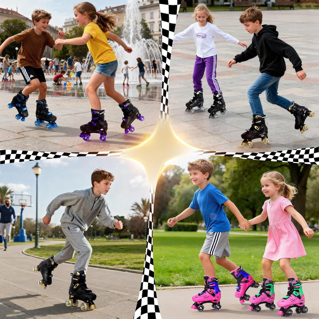 Nattork Rollschuhe Kinder, Verstellbare Rollschuhe für Kinder Jungen Mädchen, 4 Grössen Verstellbar