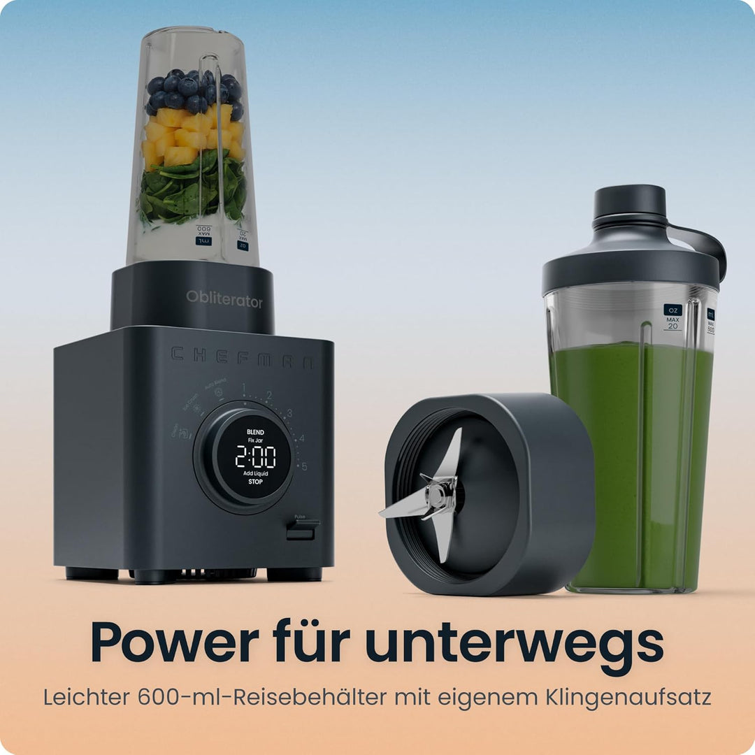 Chefman Obliterator 1.2L Standmixer für Smoothies, 1380W Motor zum Zerkleinern von Eis, Nüssen und g