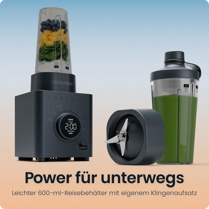 Chefman Obliterator 1.2L Standmixer für Smoothies, 1380W Motor zum Zerkleinern von Eis, Nüssen und g
