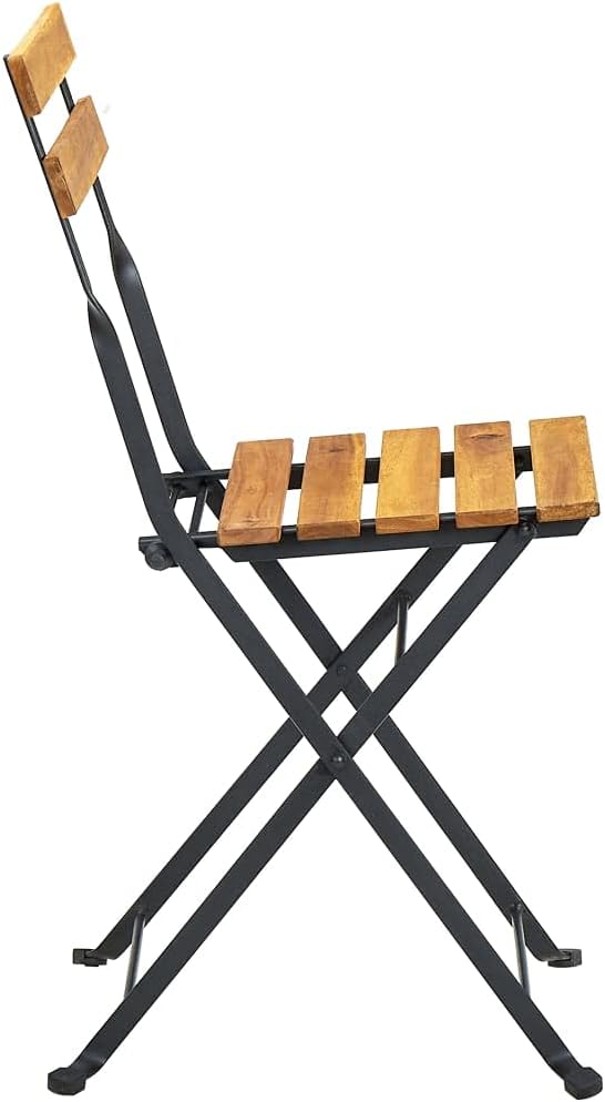 vidaXL Klappbare Gartenstühle 6 STK. Stahl und Massivholz Akazie Schwarz 6, Schwarz 6
