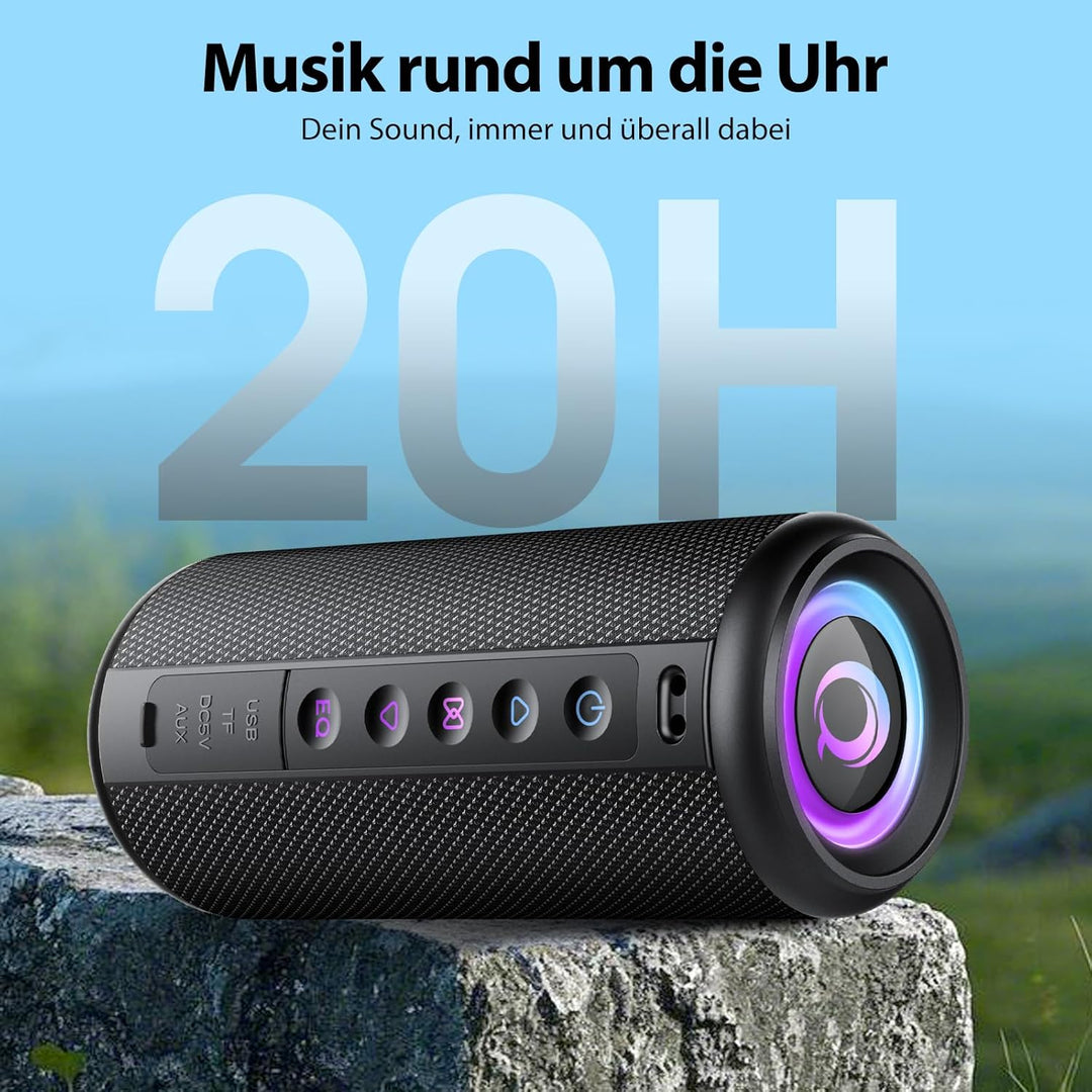 Bluetooth Lautsprecher, 2026 Musikbox Bluetooth 5.4 mit RGB Lichter, Tragbarer Lautsprecher Freispre