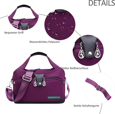 DIRRONA Damen Umhängetasche Multi Pocket Crossbody Bag Schultertaschen Leicht Handtasche Waterproof