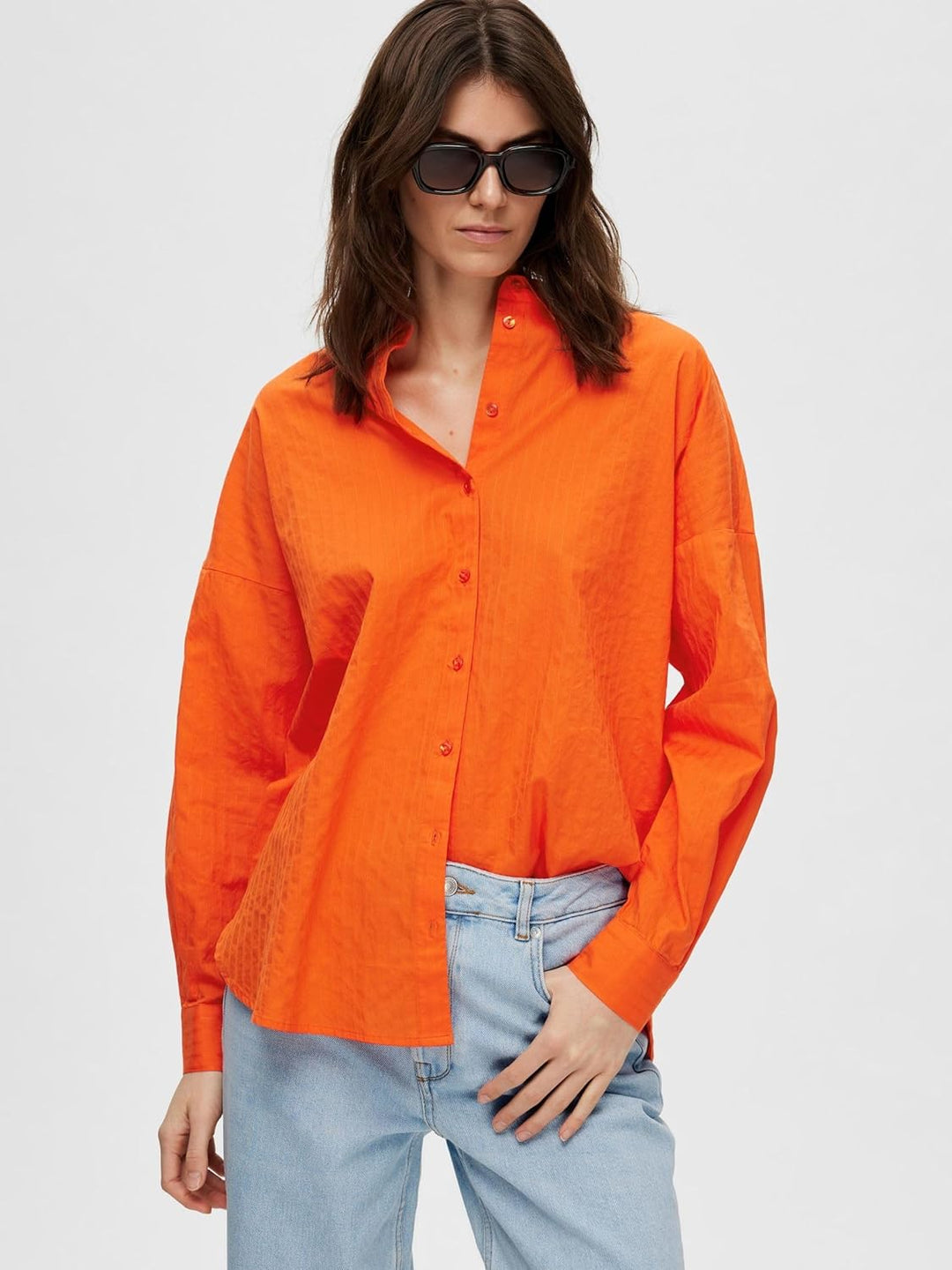 SELECTED FEMME Damen Slflina-sanni Ls Shirt Noos Bluse 36 Orangeade, 36 Orangeade