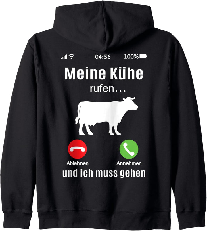 Bauer Landwirt Geschenk Kuh Bauernhof Meine Kühe rufen Kapuzenjacke
