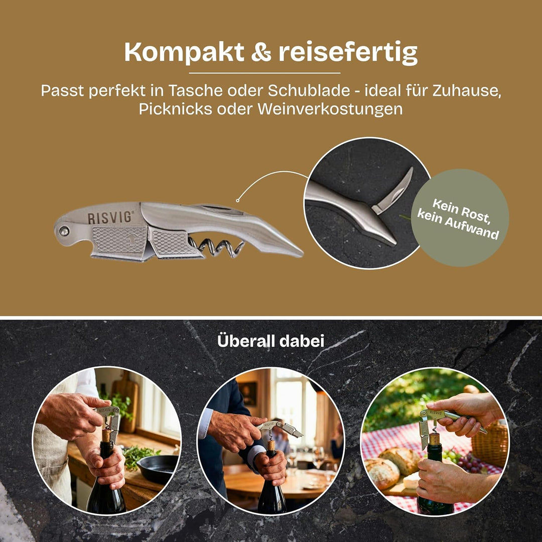 Acutus Kellnermesser – Professioneller Korkenzieher mit patentiertem 2-Stufen-System & spezialgerill
